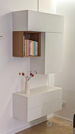 Mobile Soggiorno Sospeso Pianca Bianco e Rovere