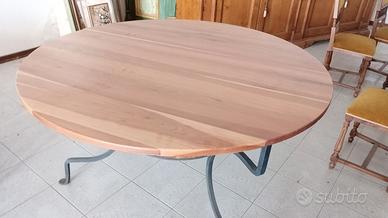 Tavolo legno con base ferro