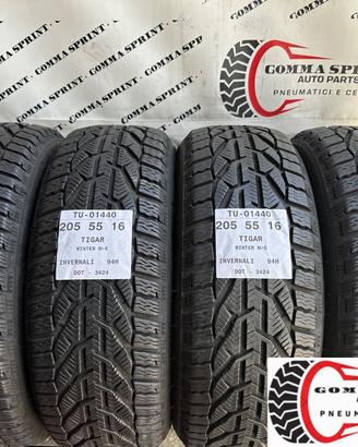 4 PNEUMATICI 205/55 R16 TIGAR INVERNALI SEMINUOVE