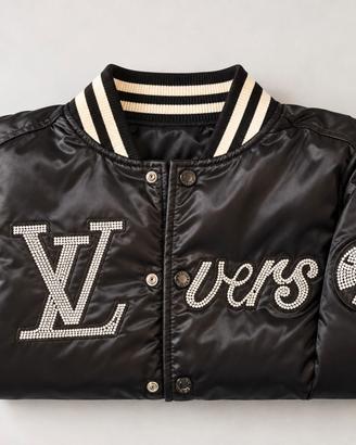 Bomber Total Black con Dettagli Strass, Stile Y2K