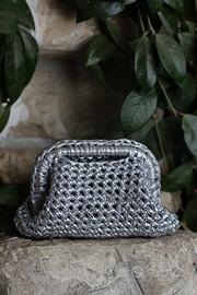 Clutch bag media color argento