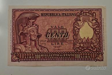 Banconota 100 lire Italia elmata 