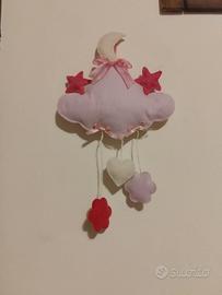 Fiocco nascita nuvola, luna e stelle