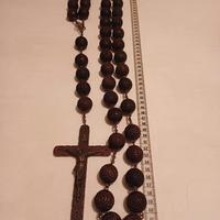 Antica corona-rosario da parete, legno intagliato