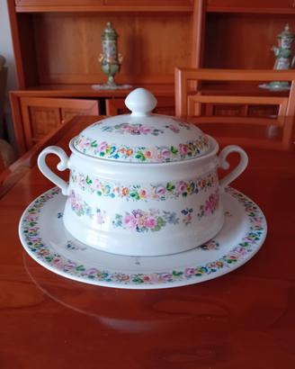 zuppiera con coperchio e piatto Limoges