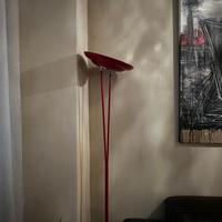 Lampada da terra rossa vintage dimmerabile