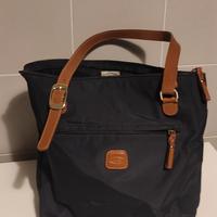 Borsa Bric's in tessuto nero con dettagli in pelle