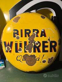 Insegna smaltata bottone birra wuhrer