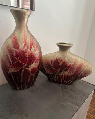 Set 2 vasi da tavolo decorativi stile floreale