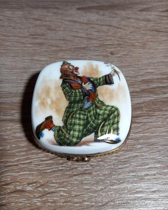 Limoges scatola Portapillole France Clown pagliacc