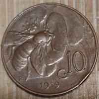 #1877-Una Moneta 10 Centesimi 1919 Regno Italia