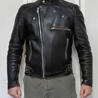 Giacca vintage pelle chiodo bikers caffè race nega