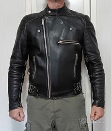 Giacca vintage pelle chiodo bikers caffè race nega