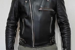 Giacca vintage pelle chiodo bikers caffè race nega