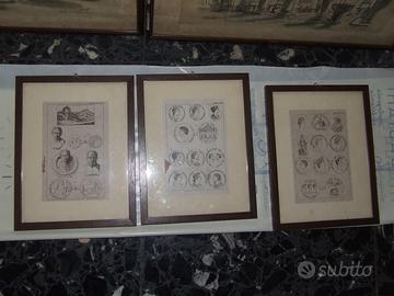Serie di 3 piccole stampe antiche