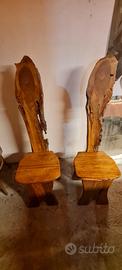 2 sedie in noce massello
