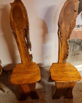 2 sedie in noce massello