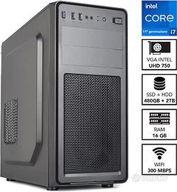 PC fisso Core i7-11700 Ram 16 gb Ssd 480gb HDisk