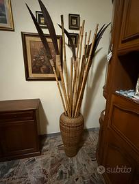 Vaso con rami in bamboo – stile etnico/naturale