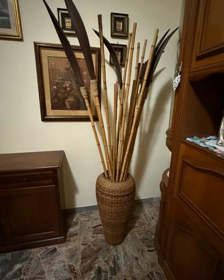 Vaso con rami in bamboo – stile etnico/naturale