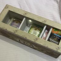 Scatola porta bustine tisane decorato 3 scomparti