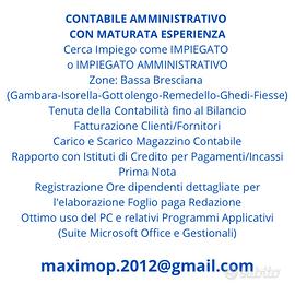 Contabile Amministrativo con Maturata Esperienza
