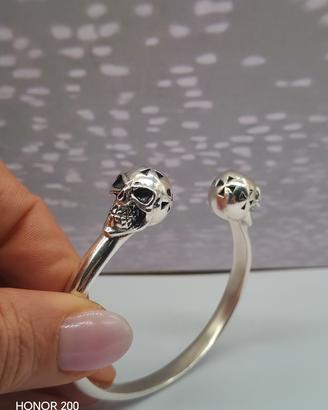 Bracciale rigido con teschietti  argento 