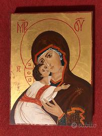 Icona dipinta a mano su tavola di legno