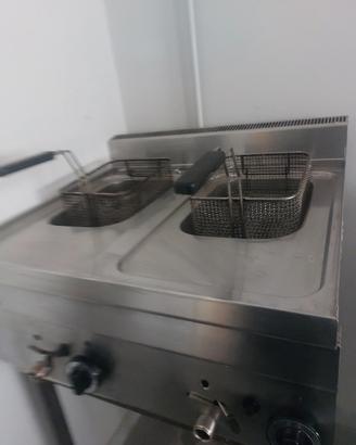 friggitrice d'appoggio a gas 2 vasche 
