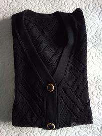 Maglione in cotone nero da donna fatto a mano