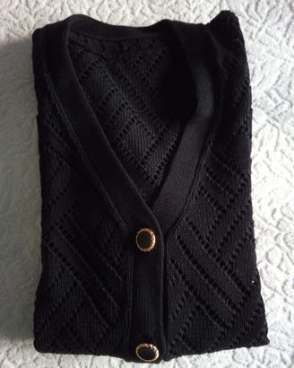 Maglione in cotone nero da donna fatto a mano