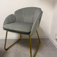 💺 Poltroncina velluto grigio con gambe oro