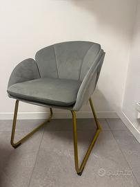 💺 Poltroncina velluto grigio con gambe oro