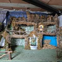 presepe completo di luci cascata e fontana