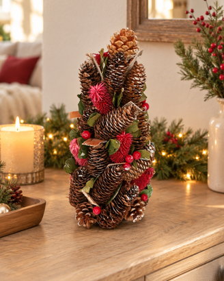 Alberello decorativo con pigne – Natale – 12x17 cm