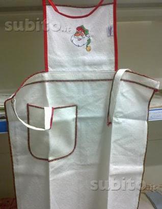 Grembiule pettorina ricamo natalizio cucina