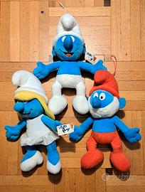 3 Peluche Puffi - Grande Puffo, Puffetta e Puffo