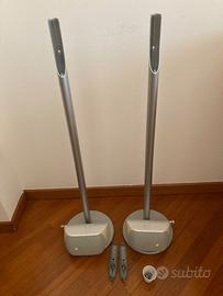 Coppia casse B&W M1 bianche con stand da pavimento