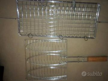 2 griglie chiusura barbecue metallo legno