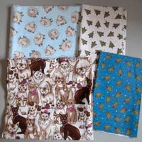 4 Tessuti 100% cotone flanella. Pecore Gattini