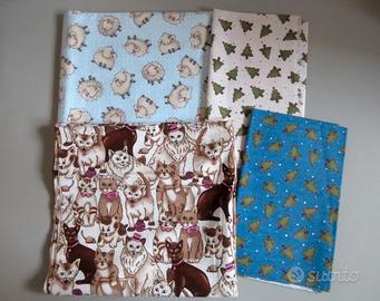 4 Tessuti 100% cotone flanella. Pecore Gattini
