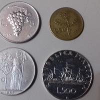 Monete 5, 20, 100 Lire e 500 Lire Argento