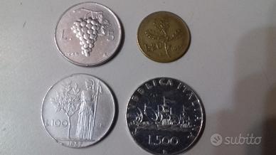 Monete 5, 20, 100 Lire e 500 Lire Argento