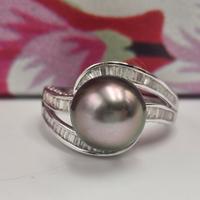 ANELLO ORO DIAMANTI PERLA TAHITI