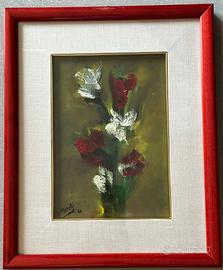 Coppia di dipinti natura morta di fiori