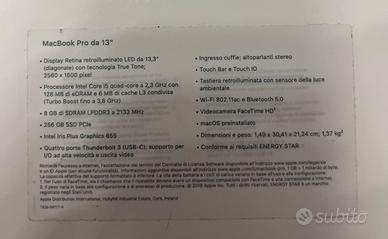 MacBook Pro 13" Touch bar