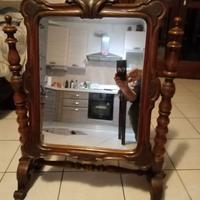 ANTICO GRANDE SPECCHIO PSICHE BASCULANTE IN LEGNO