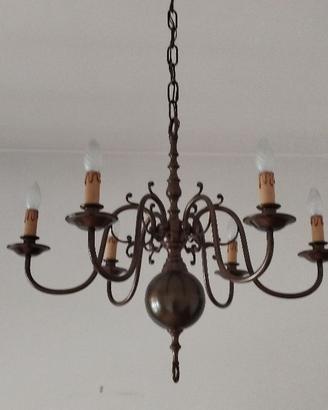 lampadario ottone 6 luci e 2 applique 2 luci