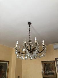 Lambadario gocce cristallo  vintage 15 punti luce