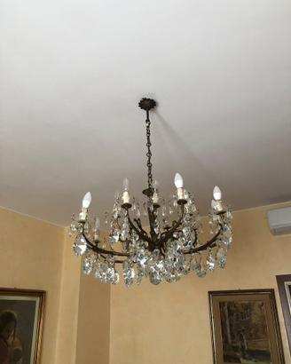 Lambadario gocce cristallo  vintage 15 punti luce